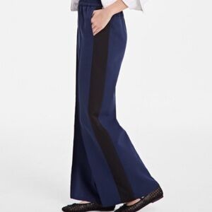 Color Block Navy Black Straight-Leg Pants Pull On Style Size Medium New With Tag